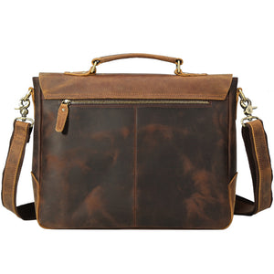 Crazy Horse Leather Men Briefcase Vintage Messenger Bag Tote Bag Men Satchel - echopurse