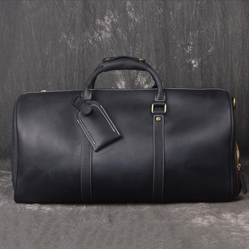 Crazy Horse Leather Tote Travel Bags Weekend Bags Men's Duffel Bags Shoulder Messenger Duffle Bags - echopurse
