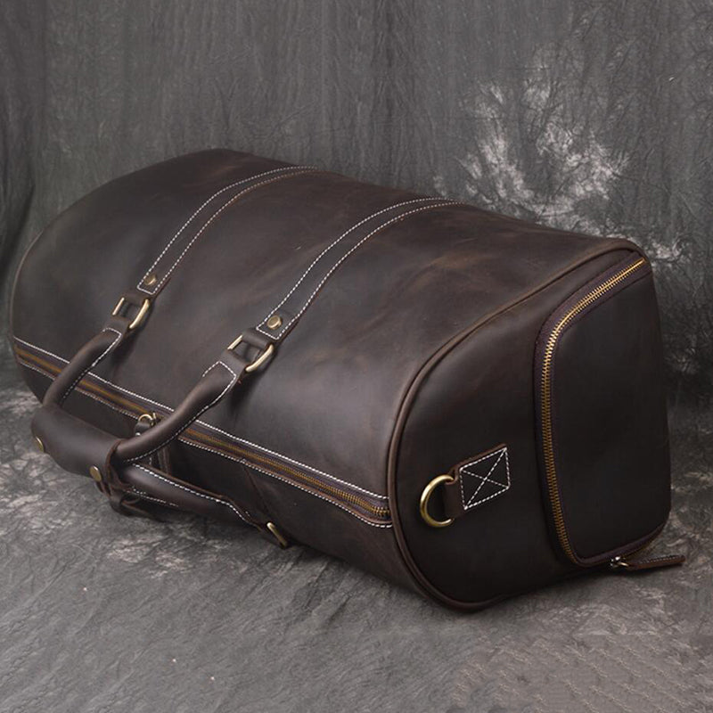 Crazy Horse Leather Tote Travel Bags Weekend Bags Men's Duffel Bags Shoulder Messenger Duffle Bags - echopurse