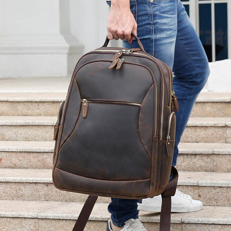 Leather laptop backpack 17 sale