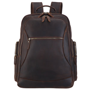Crazy Horse Leather Travel Backpack 17 Inch Laptop Backpack Handmade Backpack - echopurse