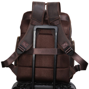 Crazy Horse Leather Travel Backpack 17 Inch Laptop Backpack Handmade Backpack - echopurse