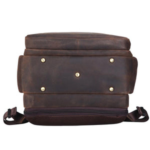 Crazy Horse Leather Travel Backpack 17 Inch Laptop Backpack Handmade Backpack - echopurse