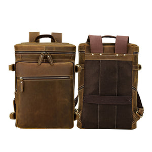Crazy Horse Leather Travel Backpack Men Laptop Backpack Retro Handmade Backpacks - echopurse