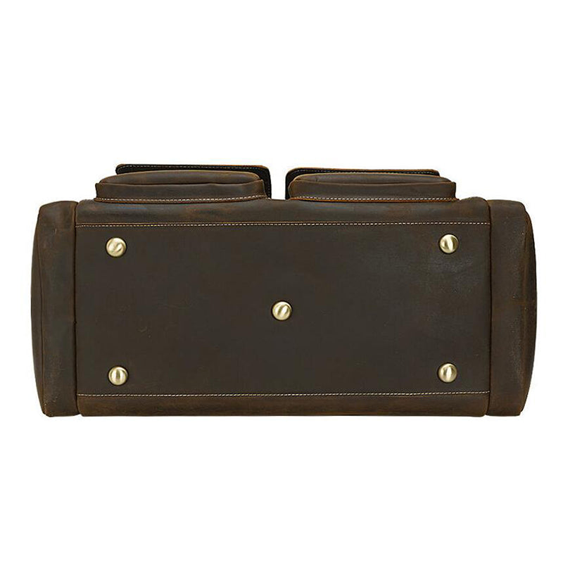 Crazy Horse Leather Travel Bag Retro Duffle Bag Men Overnight Bag Large Capacity Weekender Bag - echopurse