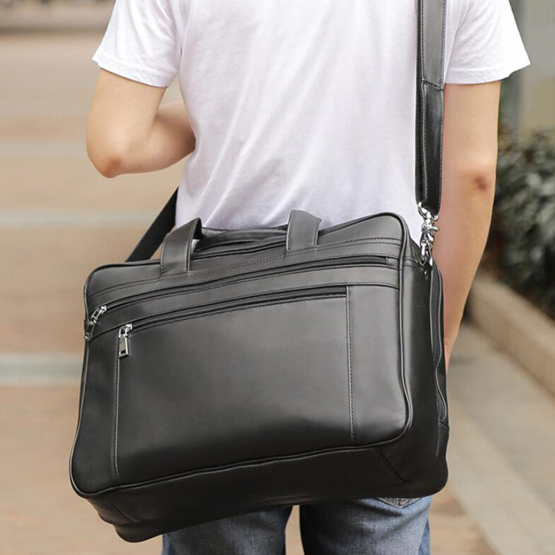 Leather briefcase 17 inch laptop Clearance