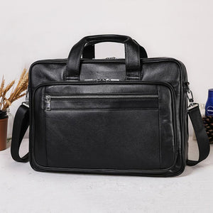 Full Grain Leather Briefcase Men Handbag Laptop Bag Large Shoulder Messenger Bag - echopurse