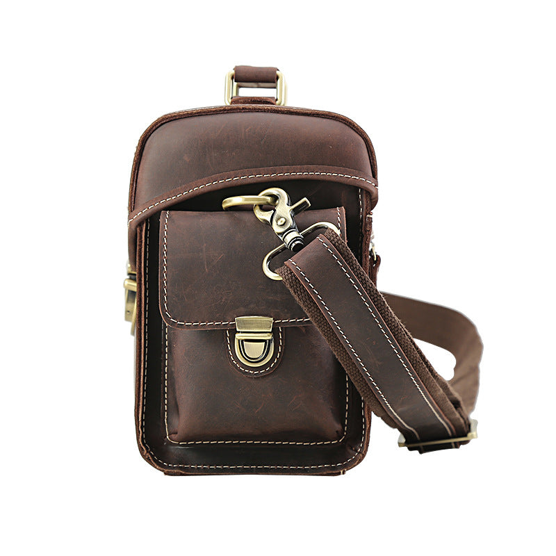 Full Grain Leather Camera Bag Men DSLR Camera Bag Shoulder Messenger Bag - echopurse