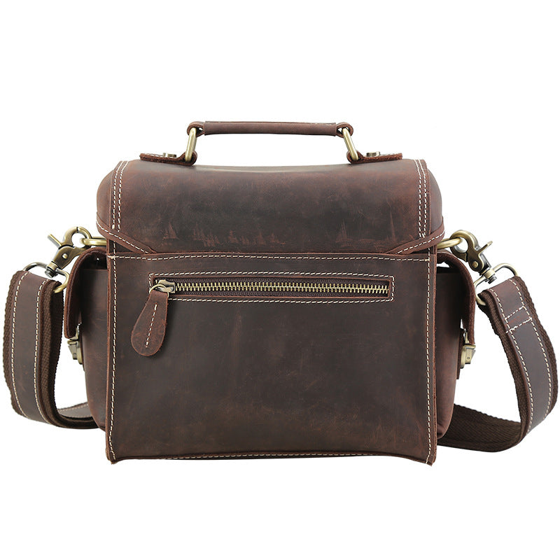 スエードレザー製Camera Bag Vintage Z Street Leather Double Zip Camera Bag With Mesh