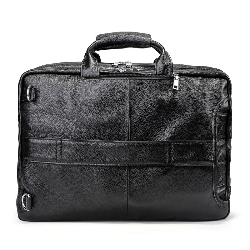 Full Grain Leather Men Briefcase Multifunctional Backpack Large