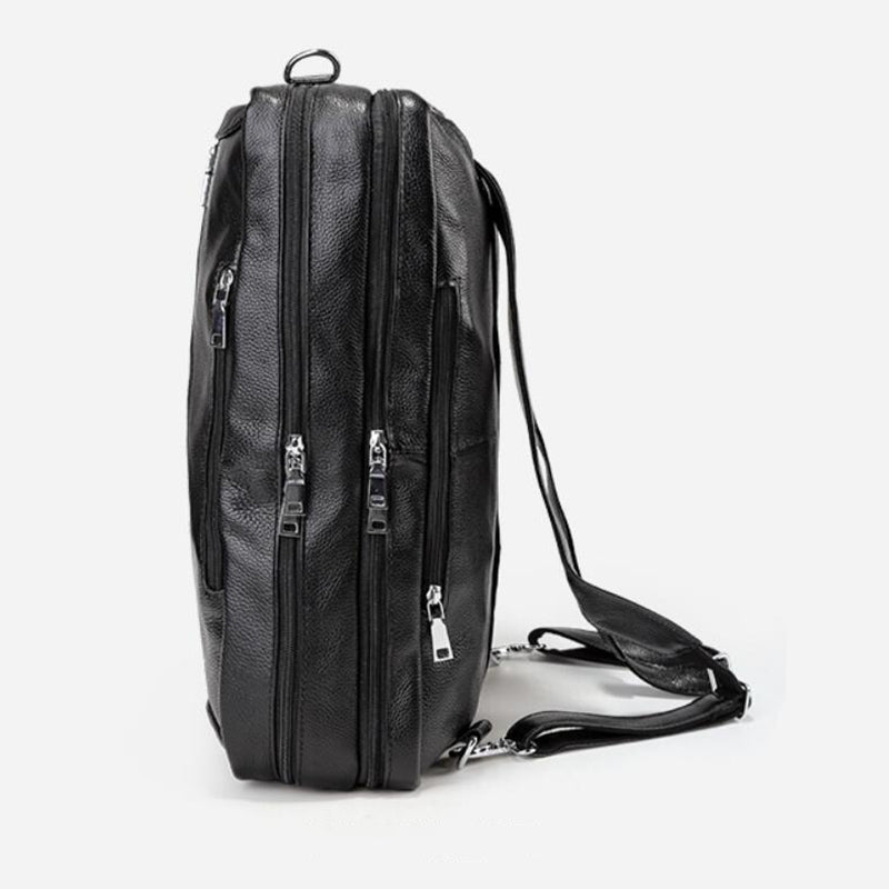 Full Grain Leather Men Briefcase Multifunctional Backpack Large