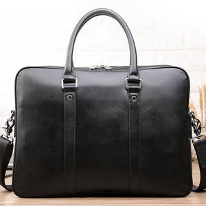 Full Grain Leather Men Handbag Handmade Briefcase Shoulder Messenger Bag - echopurse