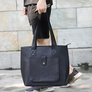 Full Grain Leather Tote Bag Stylish Briefcase Large Capacity Men's Shoulder Bag - echopurse