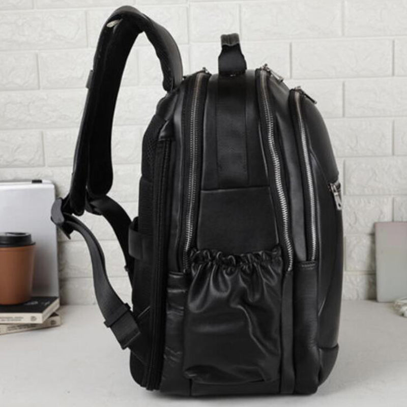 Full Grain Leather Travel Backpack Men Laptop Backpack Large Capacity School Backpack - echopurse