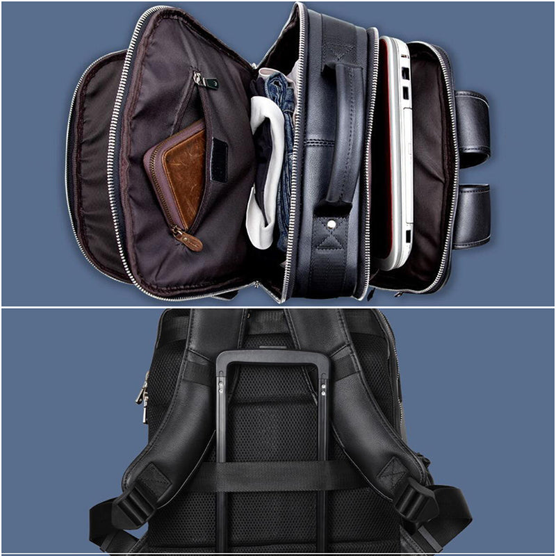 Full Grain Leather Travel Backpack Men Laptop Backpack Large Capacity School Backpack - echopurse