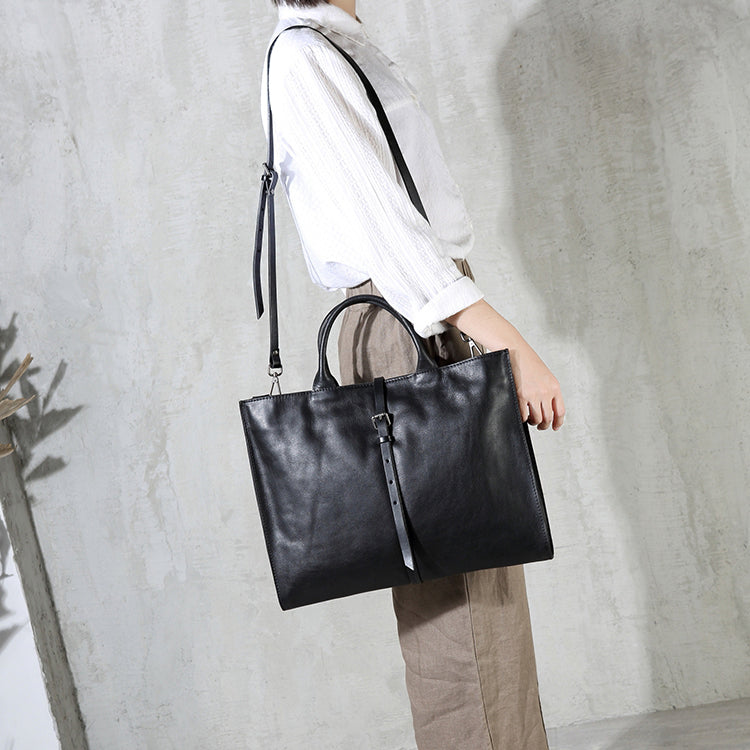 Leather Tote Bag Leather Anniversary Gift for Women Zipper 