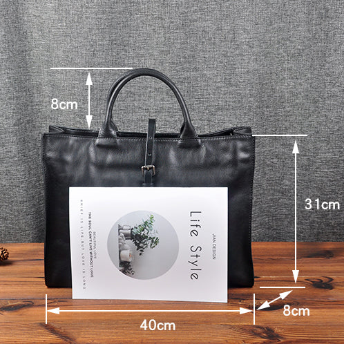 Leather Tote Bag Leather Anniversary Gift for Women Zipper 