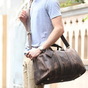 Gift for Him Leather Overnight Duffel Bag Leather Weekender Bag Leather Travel Bag Holdall Bag - echopurse