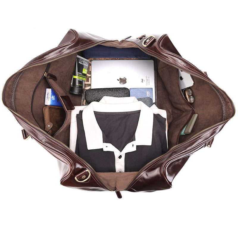 Gifts For Him Full Grain Leather Men's Travel Bag Men's Weekend Bag Leather Duffle Bag Hold All Bag - echopurse