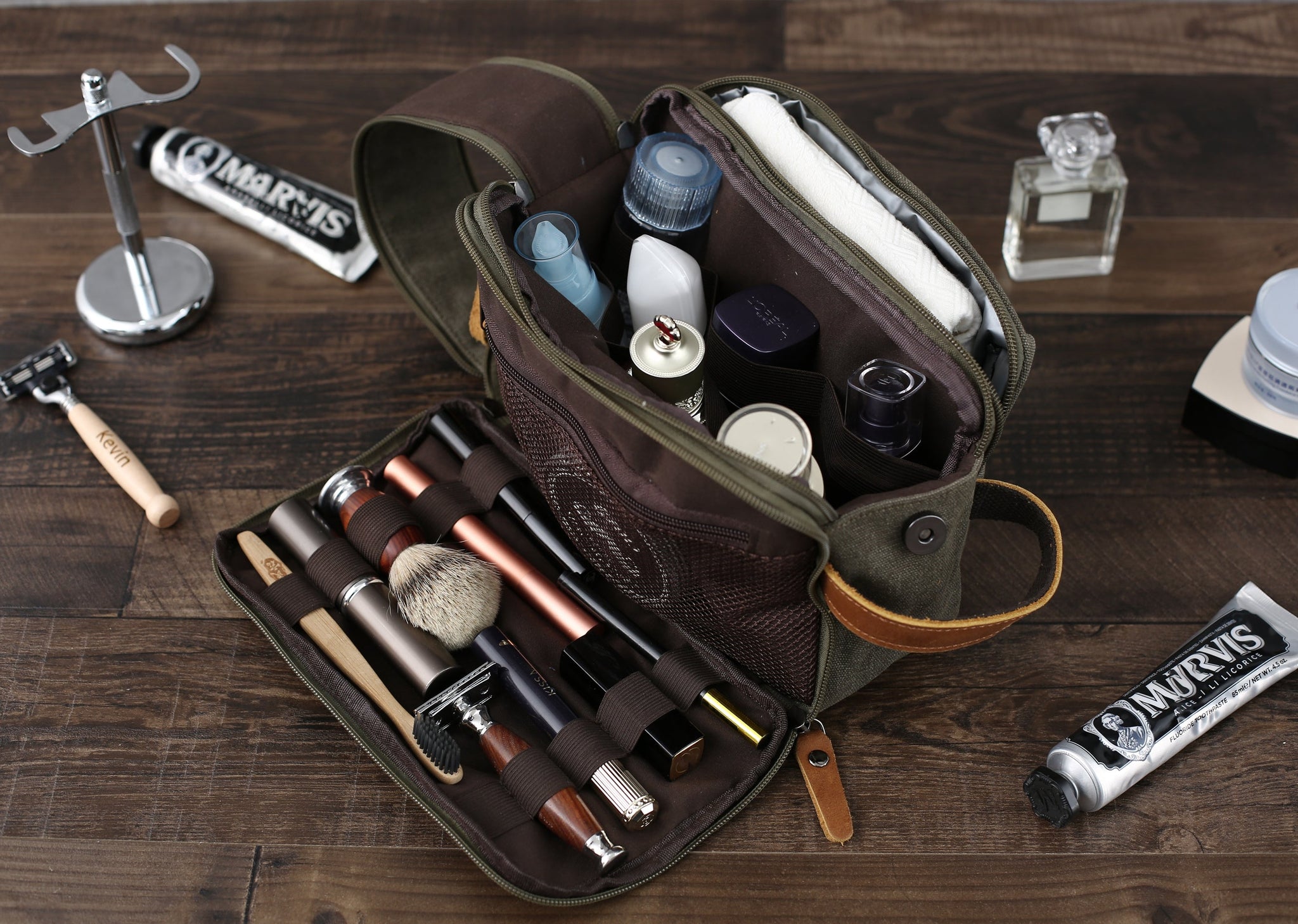 Groomsmen Gift Monogrammed Toiletry Bag Canvas Dopp Kit Shaving