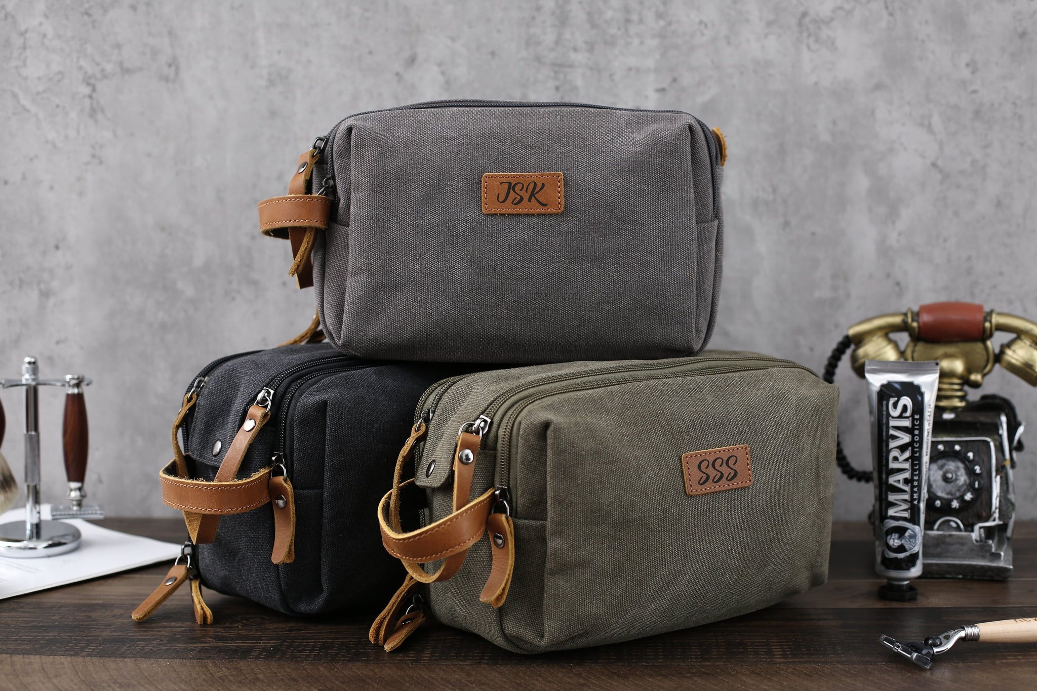 best men's travel toiletry bag Groomsmen Gift, Canvas Toiletry Bag, Dopp Kit Shaving Kit, Best Men Gift, Christmas Gift, Bachelor Gift Khaki / No thanks