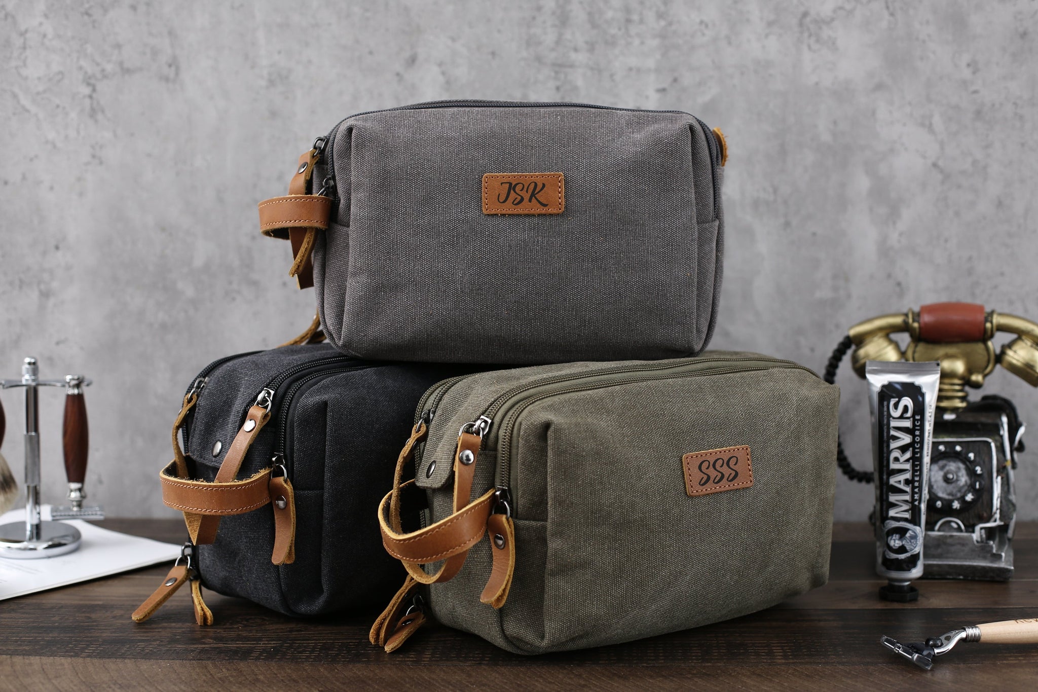 Personalized Canvas Toiletry Bag, Mens Dopp Kit, Groomsmen Gifts Ideas