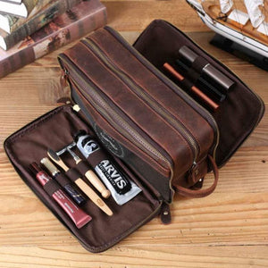 Groomsmen Gifts, Waterproof Leather Toiletry Bag, Groomsmen Proposal, Best Man Gift, Bridesmaid Gifts, Leather Dopp Kit, Mens Shaving Kit