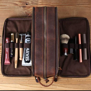 Groomsmen Gifts, Waterproof Leather Toiletry Bag, Personalized Leather Dopp Kit, Men's Shaving Kit, Bridesmaid Gift, Birthday Gift, Father Gift