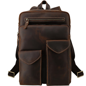 Handmade Leather Backpack Travel Backpacks Crazy Horse Leather Laptop Backpack - echopurse