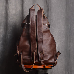 Handmade Vegetable Tanned Leather Travel Backpack, School Backpack GJ9010 - echopurse