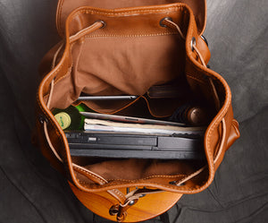 Handmade Vegetable Tanned Leather Travel Backpack, School Backpack GJ9010 - echopurse