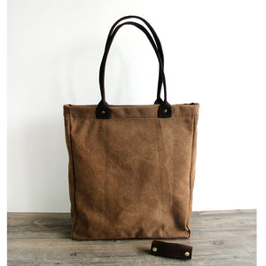 Handmade Waxed Canvas Tote Bag, Women Shopper Totes, School Bag, Coffee Daily Big Pocket Bag 14051 - echopurse