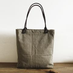 Handmade Waxed Canvas Tote Bag, Women Shopper Totes, School Bag, Coffee Daily Big Pocket Bag 14051 - echopurse