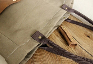 Handmade Waxed Canvas Tote Bag, Women Shopper Totes, School Bag, Coffee Daily Big Pocket Bag 14051 - echopurse