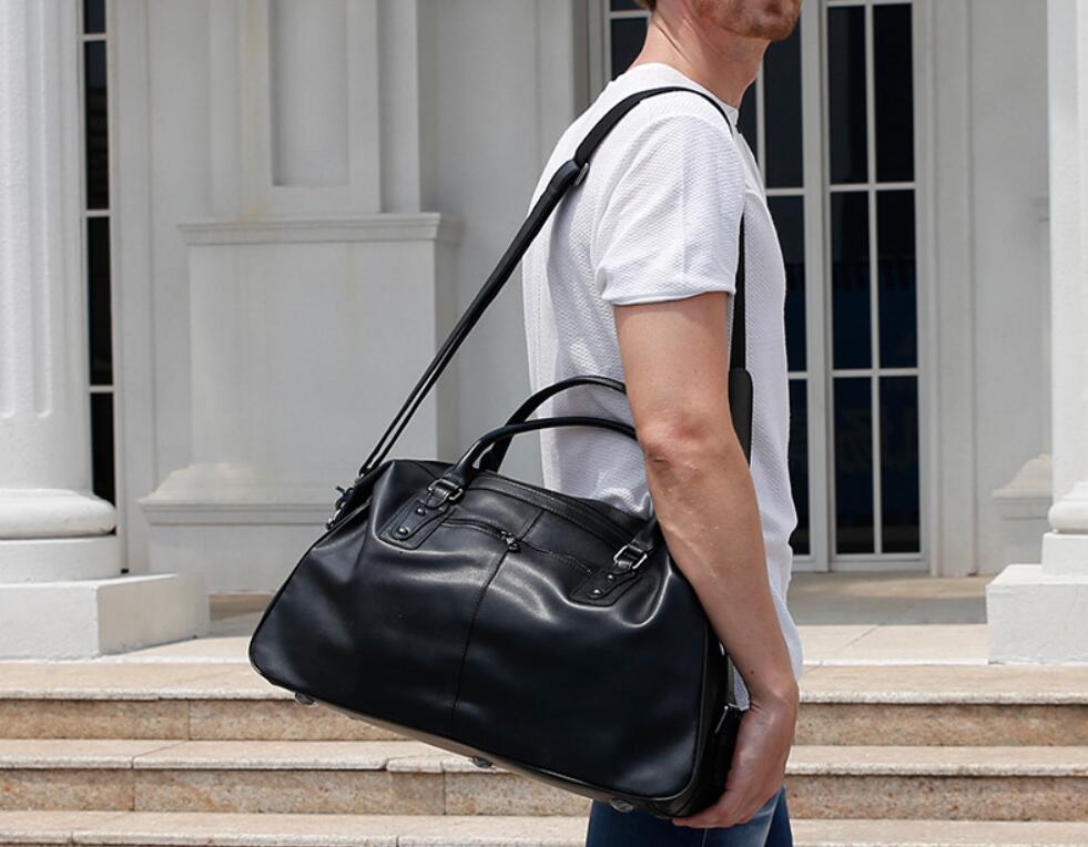 Large Leather Duffel Bag Carry-On Weekend Bag Men's Travel Bag Overnight Traveling Bag - echopurse