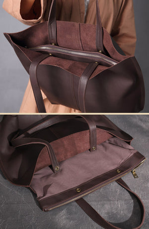Large Tote Bag, Women's Handbag, Vintage Coffee Leather Bag, Shopping Purse 8932 - echopurse