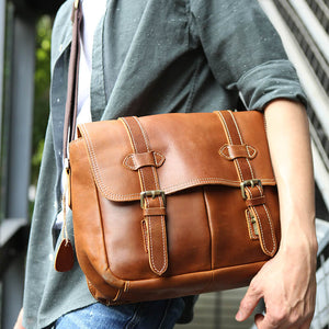 Leather Camera Bag, Crossbody Briefcase Bag For Men, Best DSLR Camera Bag ZO8101 - echopurse