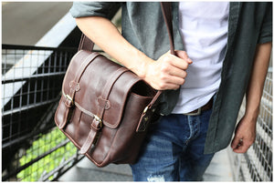Leather Camera Bag, Crossbody Briefcase Bag For Men, Best DSLR Camera Bag ZO8101 - echopurse