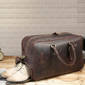 Leather Duffel Bag Vintage Carry-On Weekender Duffle Bag Travel Bag Overnight Traveling Bag - echopurse