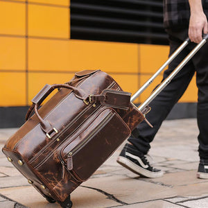 Leather Luggage Bag Duffel Bag Retro Travel Bag Large Capacity Weekend Bag Tote Duffle Bag Travel Gifts - echopurse