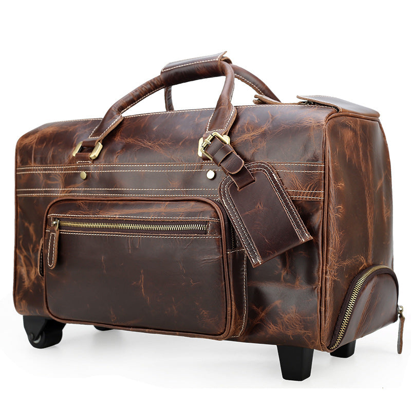 Leather Luggage Bag Duffel Bag Retro Travel Bag Large Capacity Weekend Bag Tote Duffle Bag Travel Gifts - echopurse