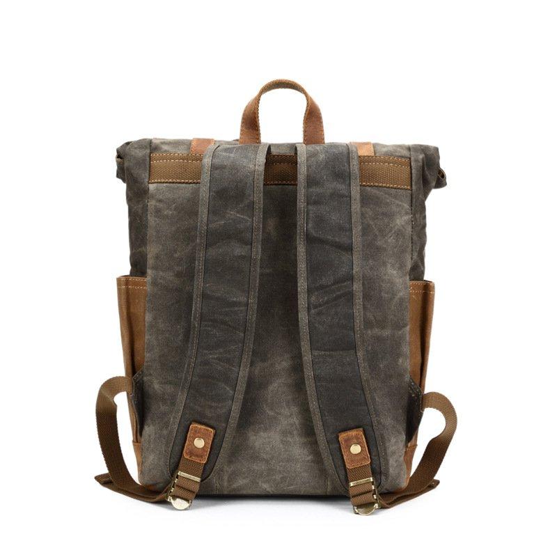 Leather and Canvas Backpack, DSLR Camera Bag, Camera Backpack, School Backpack - echopurse