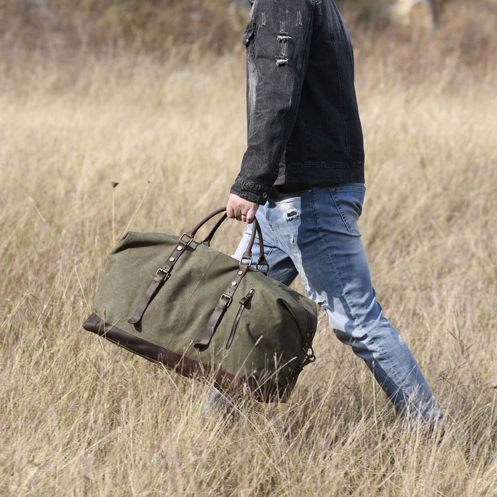canvas travel duffel bags for sale Leather and canvas duffel bag, vintage canvas travel bag, gym bag on sale