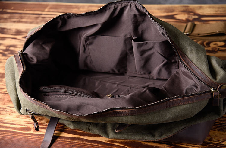 Leather and canvas duffel bag, vintage canvas travel bag, gym bag on sale - echopurse