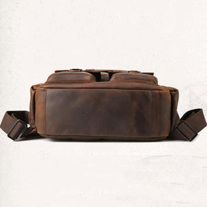 Men Travel Backpack Crazy Horse Leather Laptop Backpack Large Capacity School Backpack - echopurse