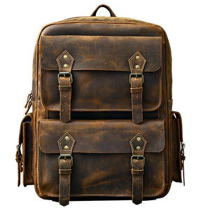 Handmade Crazy Horse Leather Backpack, Christmas Gifts, Leather Backpack, School Backpacks - echopurse