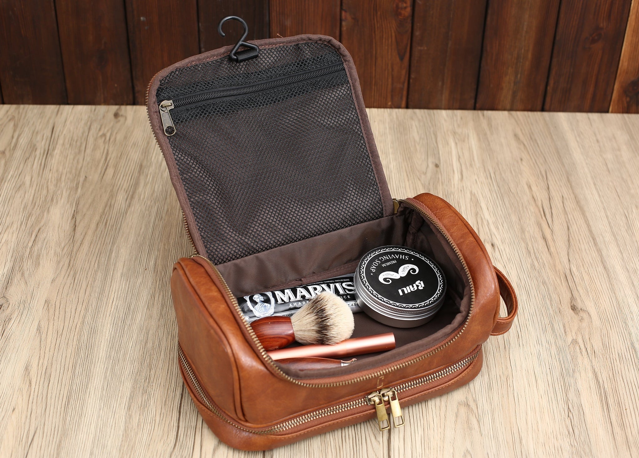 Handmade Leather Dopp Kit, Leather Toiletry Bag