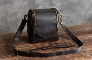 Leather Personalised DSLR Camera Bag, Camera Satchel Bag, Vintage Shoulder Bag For Nikon, Canon, Sony - echopurse