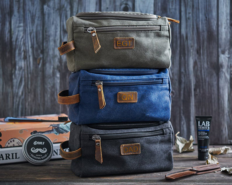 Personalized Toiletry Bag Canvas Cosmetic Bag Monogrammed Dopp Kit Travel Size Toiletry Bag Mens Toiletry Bags - echopurse