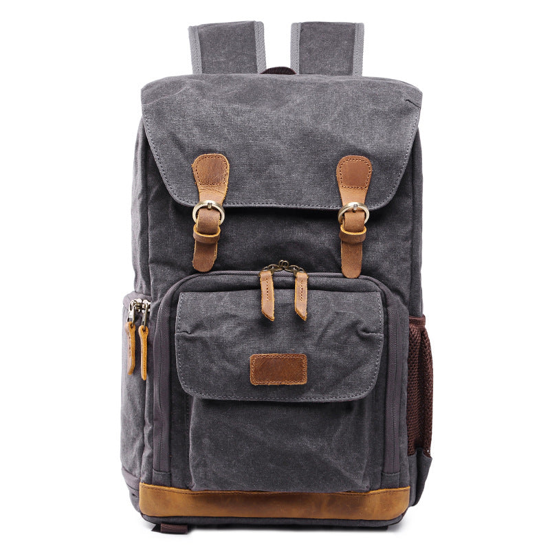 Retro DSLR Camera Backpack Waxed Canvas Camera Backpack Waterproof Laptop Backpack - echopurse